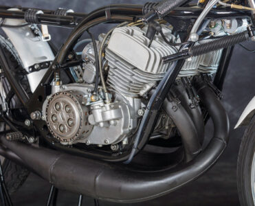 A closeup on a motorcycle part